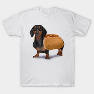 Halloween Wiener Dog Dachshund Hot Dog Costume Drawing T-Shirt